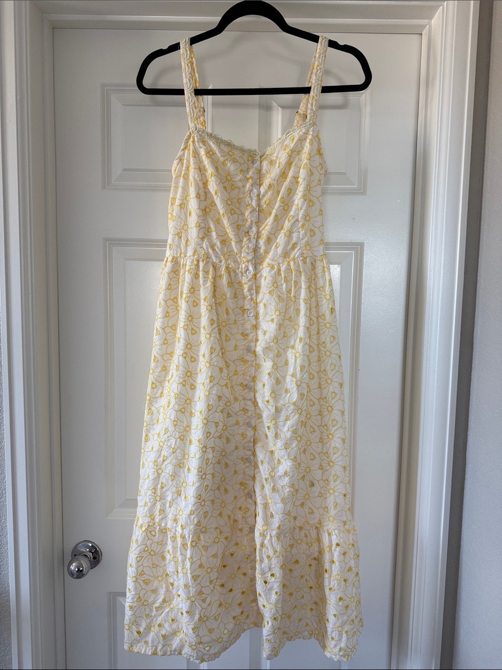 Women's Yellow Floral Eyelet Sundress